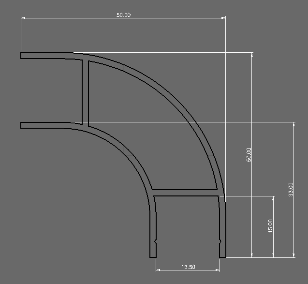 1x Aluminium Round corner section 40mm radius 1.32m Long EVO Design