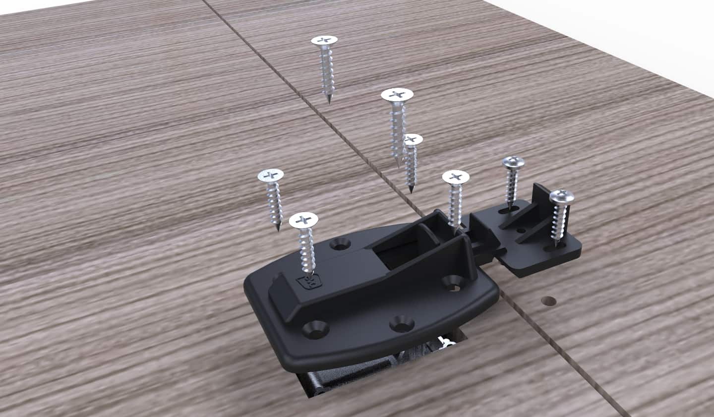 100 x Evomatic flush door catches Black Outer Satin Chrome Inner EVO Design