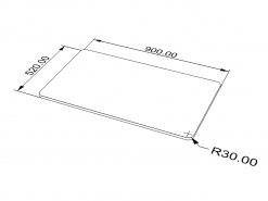 900 x 520mm Table top with 3 m T edge trim