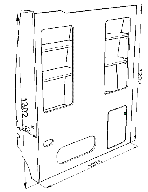 Slim 1300 (E) REAR Wardrobe only VW T5 Short Wheel base