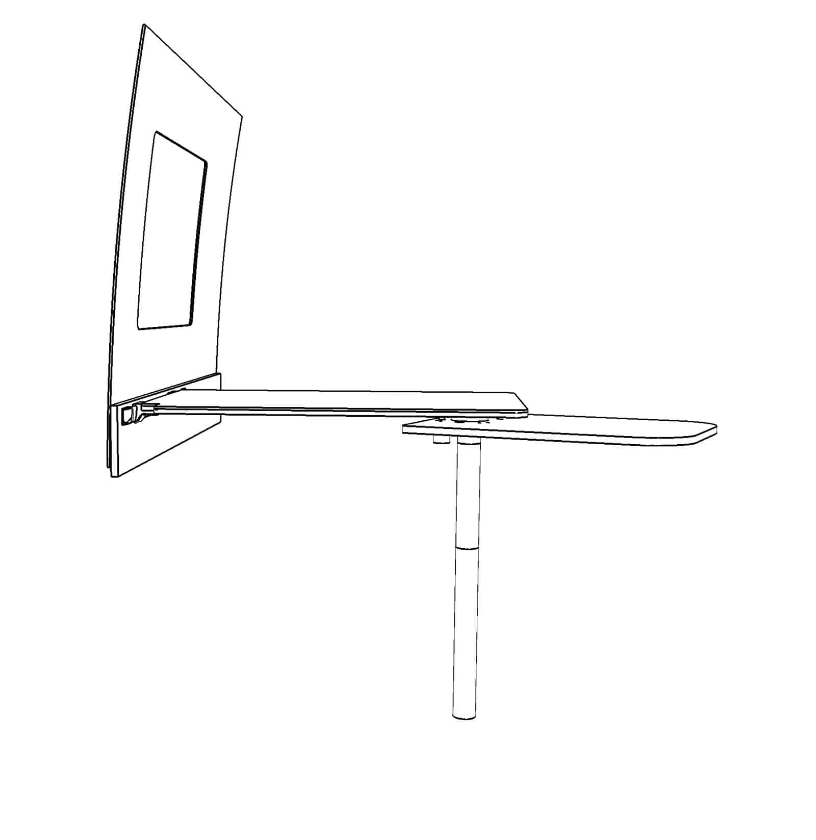 Rotating table leg + twin worktops tops+ mito table rail EVO Design