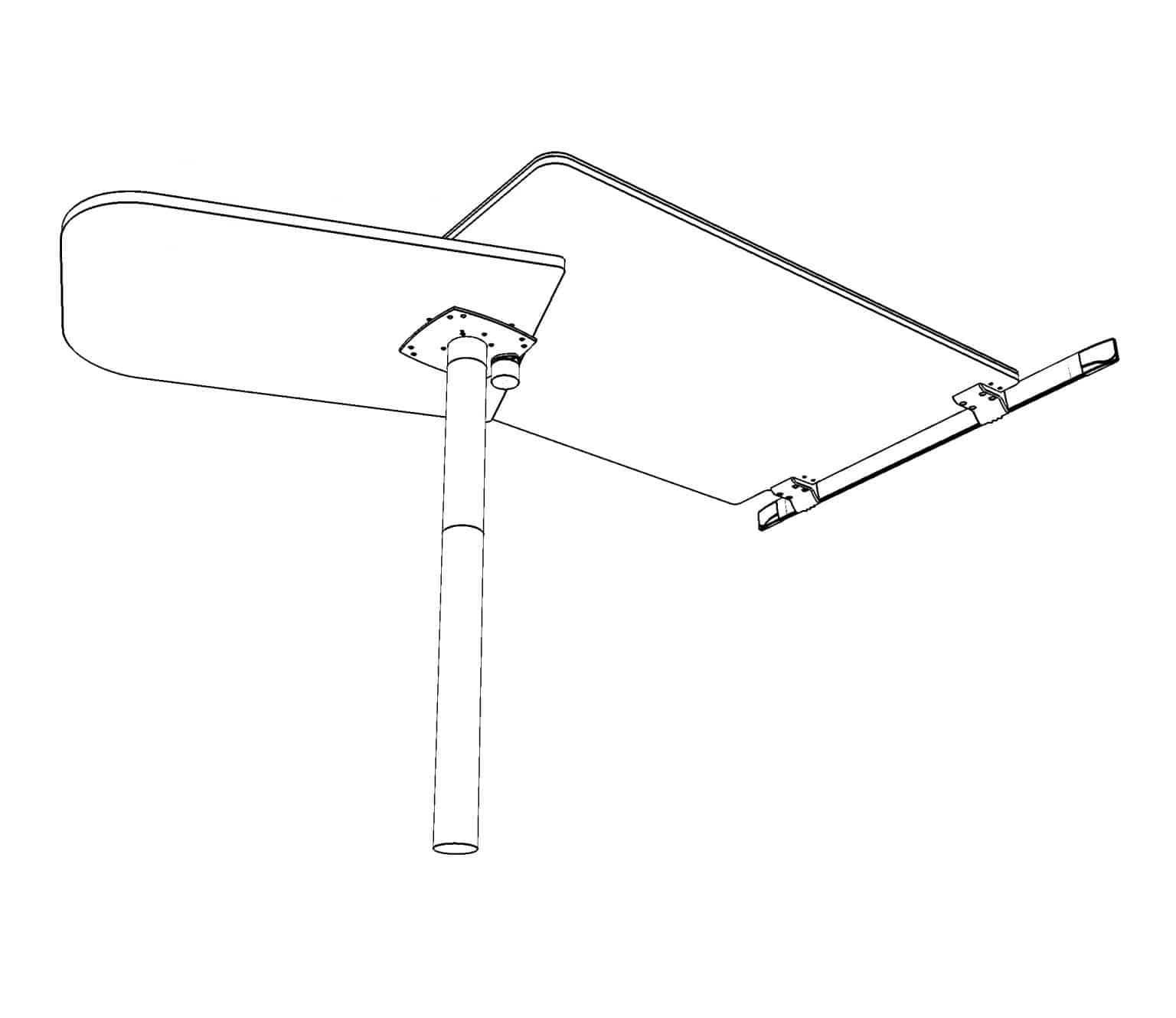 Rotating table leg + twin worktops tops+ mito table rail EVO Design