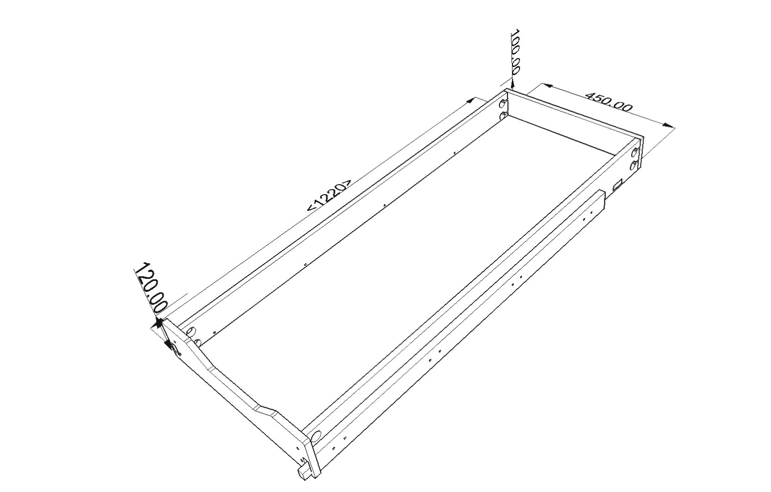 Rear under the bed sliding drawersmall VW Crafter ( 500mm x 1220mm