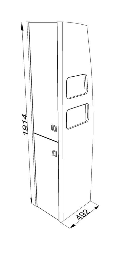 Dimensions2 CUSTOM WIDTH TALL CUPBOARD – MERC SPRINTER OR VW CRAFTER ( 2006 – 2017 )