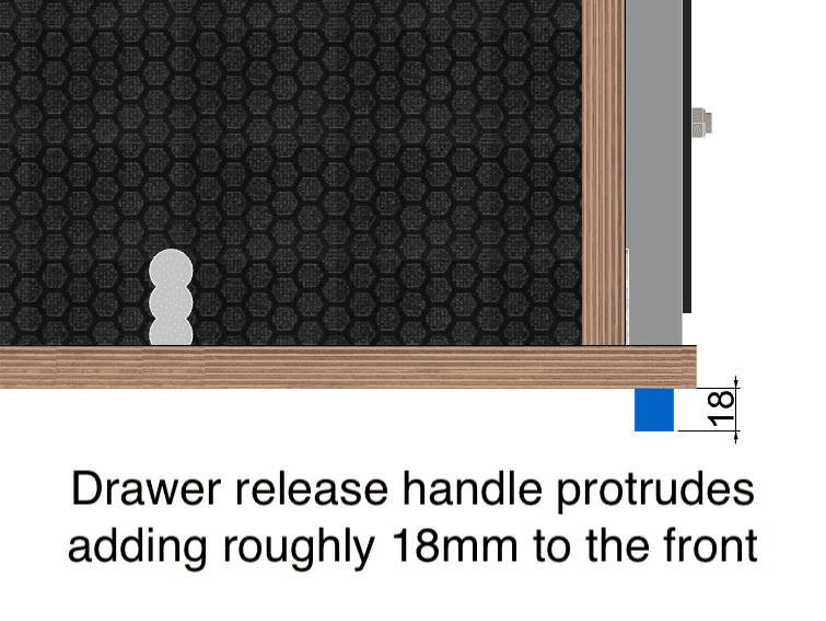 Release handle detail Custom Size Rear Hex Drawer