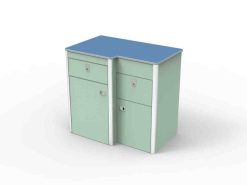 SALE POD EVO 2 PRO 2PP.18 Sea Jade Unit With Ocean Turquoise Worktop And Satin Light Grey Internals