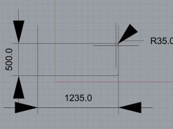 panel puntinella 1235 x 500 - 35mm rad on one end + old silver edge trim 3.5m