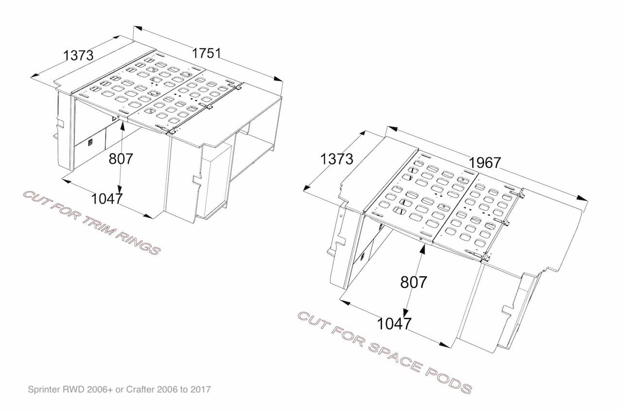 EVO MultiSpace Bed - VW Crafter 2006 - 2017 or Sprinter 2006- to present MWB van - Image 17