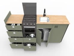 EVO V12 XL + Triplex oven – LARGE VANS Side door kitchen pod Extended