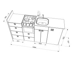 Alternative view of EVO V12 XL + Triplex oven – LARGE VANS Side door kitchen pod Extended