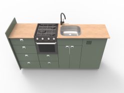 EVO V12 XL + Triplex oven – LARGE VANS Side door kitchen pod Extended